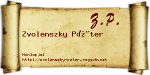 Zvolenszky Péter névjegykártya