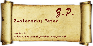 Zvolenszky Péter névjegykártya