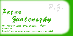 peter zvolenszky business card