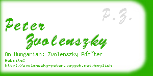 peter zvolenszky business card